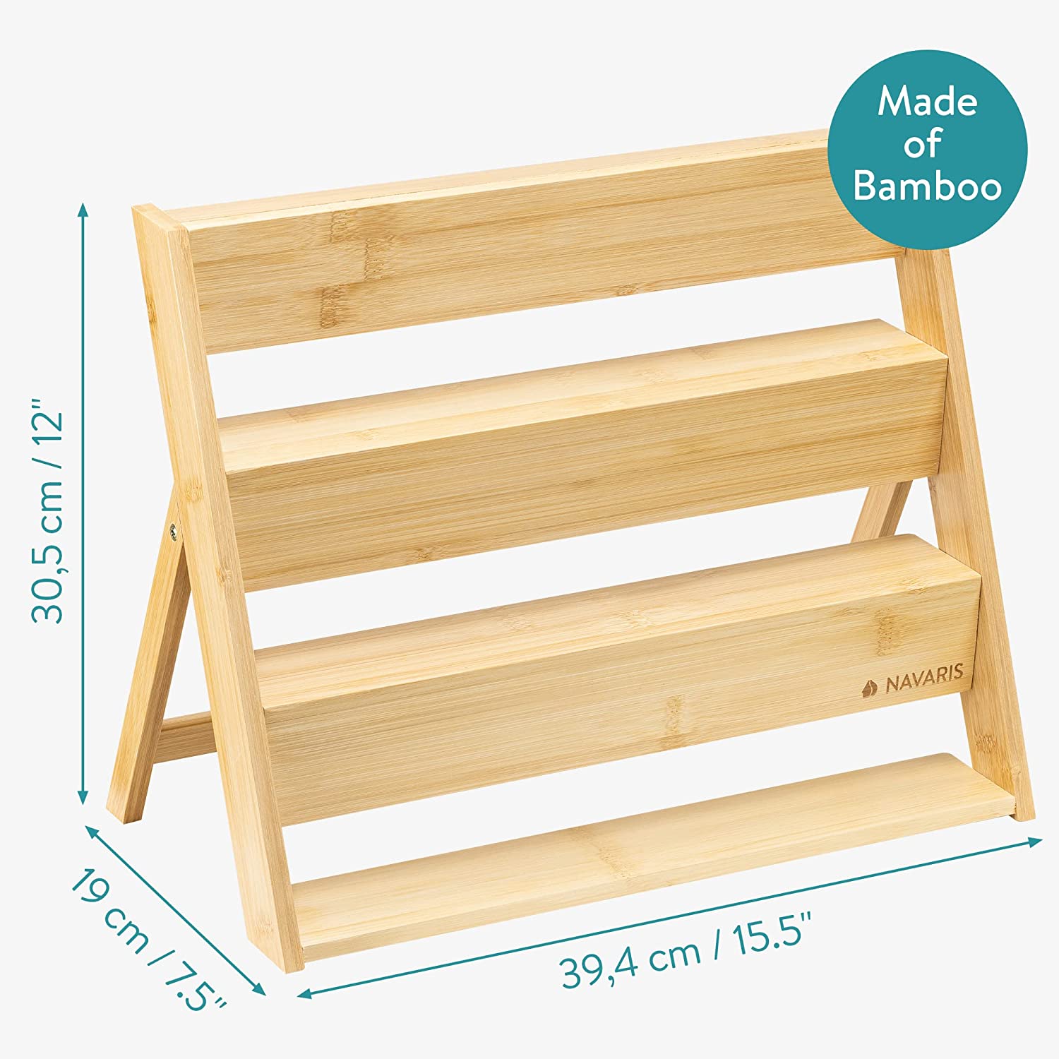 Navaris Επιτραπέζιο Αναδιπλούμενο Ράφι Μπαχαρικών από Μπαμπού Τριών Επιπέδων - Light Brown - 57208.01