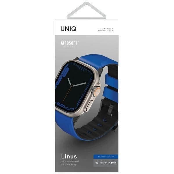 Uniq Λουράκι Apple Watch 2 / 3 / 4 / 5 / 6 / 7 / 8 / 9 / SE / ULTRA 1 / ULTRA 2 - 42 / 44 / 45 / 49 mm Linus Airosoft Σιλικόνης - Blue / Racing Blue