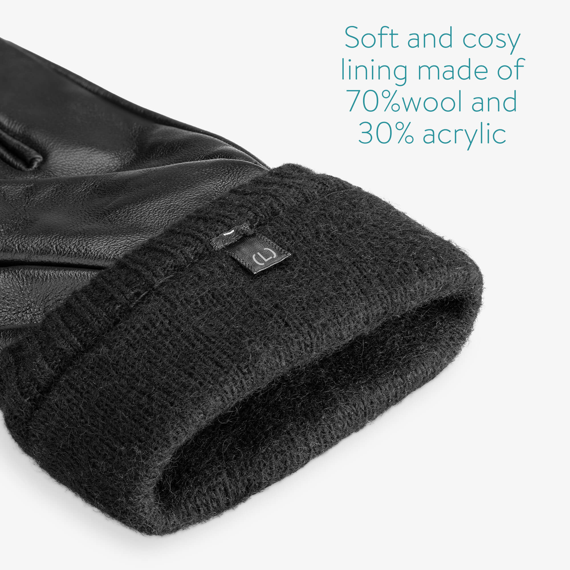 Navaris Ανδρικά Γάντια από Δέρμα Νάπα με Πλεκτή Μανσέτα - Large - Black - 54704.12.01