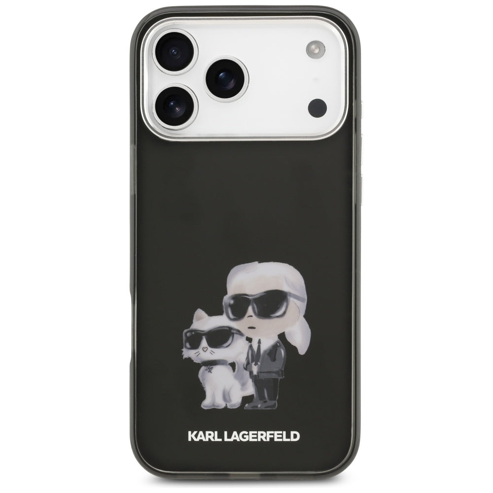 Karl Lagerfeld iPhone 17 Pro Max - IML Aquarelle Karl / Choupette and Logo MagSafe - Σκληρή Θήκη με Πλαίσιο Σιλικόνης - Black - KLHMP17XHMKCAQOK