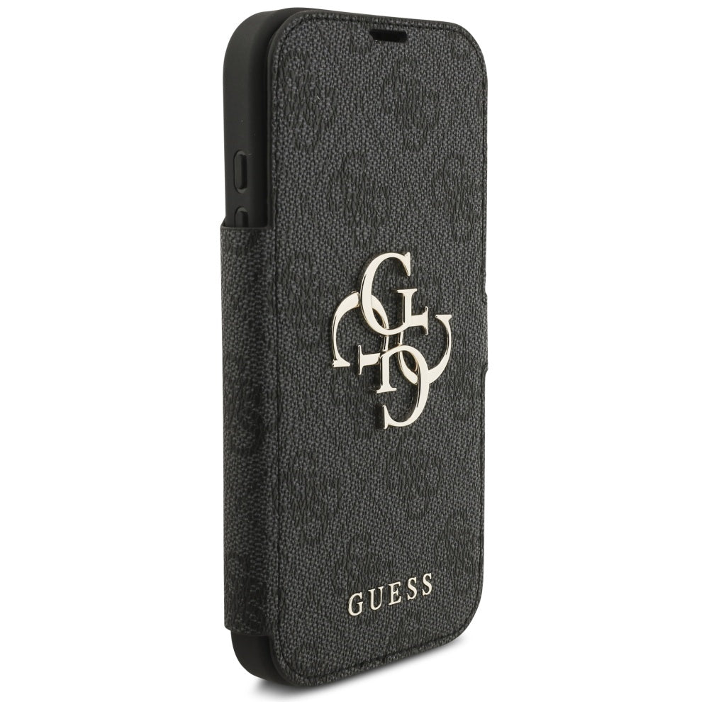 Guess iPhone 17 Pro - Book 4G Metal Logo - Θήκη Βιβλίο από Συνθετικό Δέρμα - Black - GUBKP17L4GMGGR