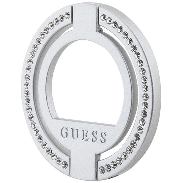 Guess MagSafe Rhinestone Ring Holder - Δαχτυλίδι Συγκράτησης Κινητού - Βάση Στήριξης - Silver - GUE002940-0