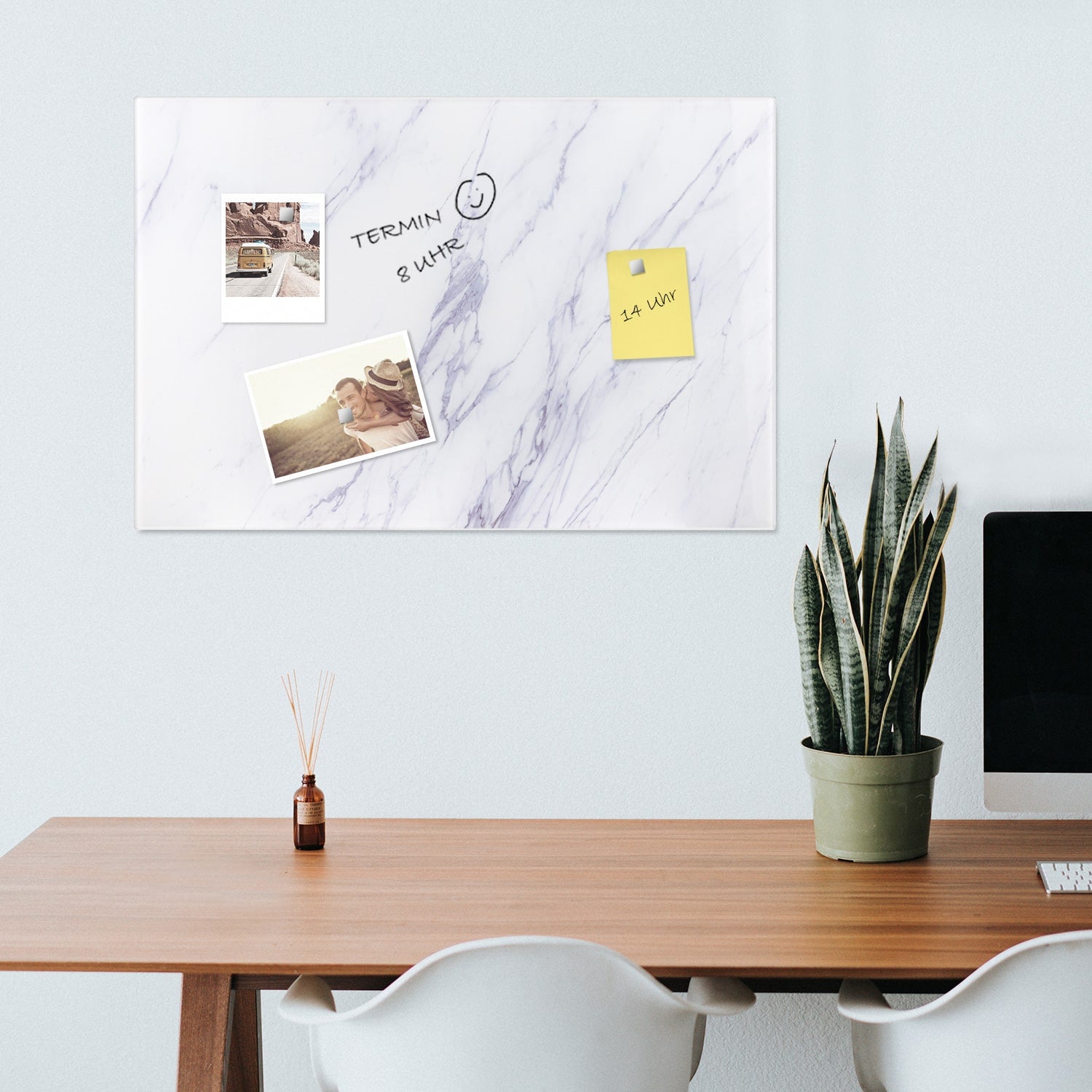 Navaris Μαγνητικός Γυάλινος Πίνακας - 60 x 40cm - Design White Marble - 45724.07