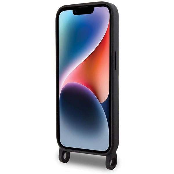 Karl Lagerfeld iPhone 15 Pro Crossbody Silicone Ikonik Σκληρή Θήκη με Πλαίσιο Σιλικόνης και Λουράκι - Black - KLHCP15LSCBSKNK