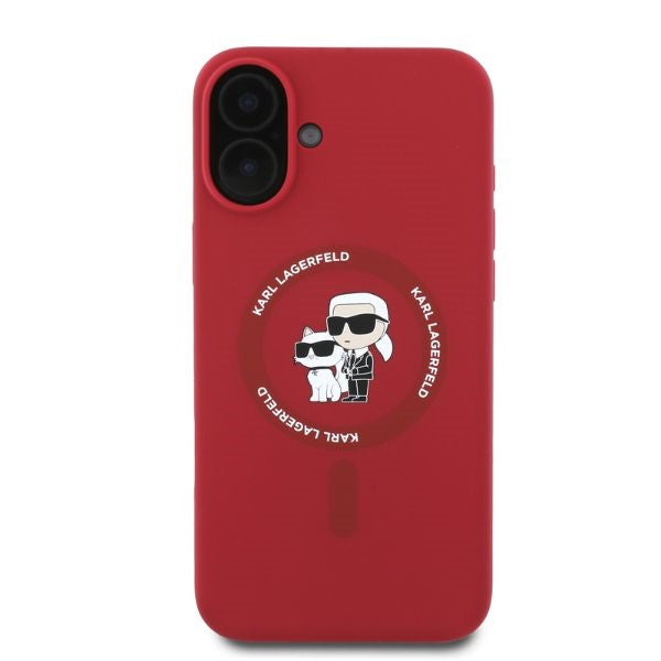 Karl Lagerfeld iPhone 16 - Silicone KC Heads Ring MagSafe - Θήκη Σιλικόνης με MagSafe - Red - KLHMP16SSCMKCRHR