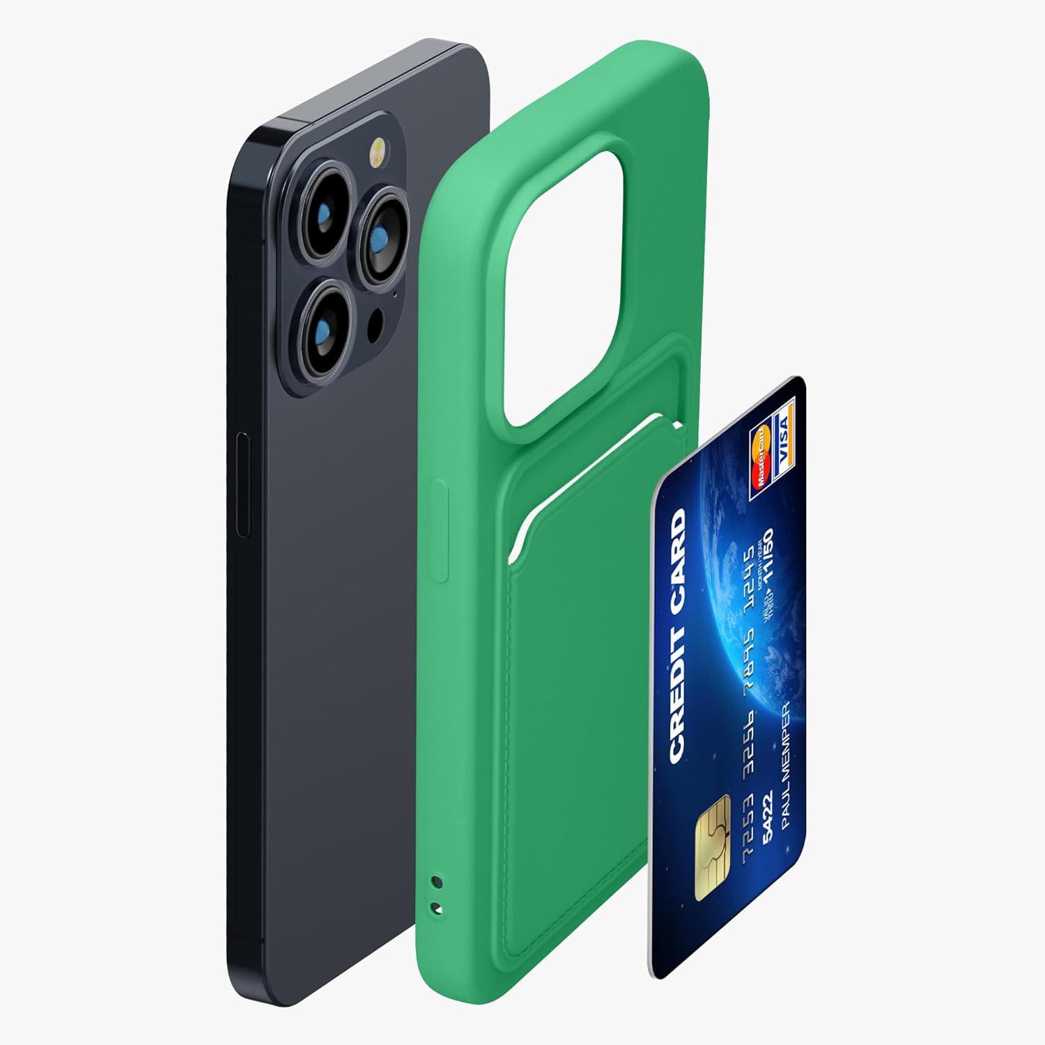 KW iPhone 15 Pro Θήκη Σιλικόνης TPU με Υποδοχή για Κάρτα - Lime Green