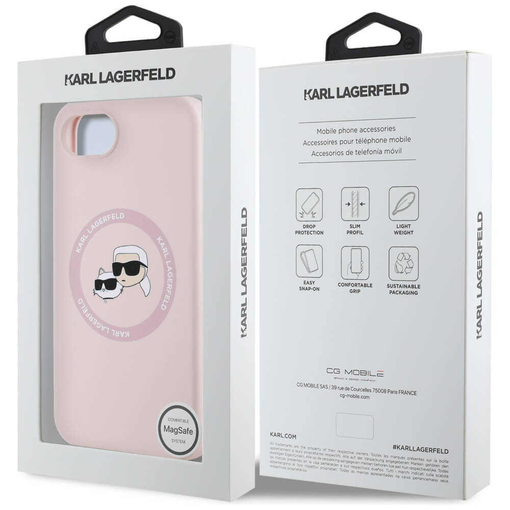 Karl Lagerfeld iPhone 16e - Silicone Karl and Choupette Heads - Θήκη Σιλικόνης με MagSafe - Pink - KLHMPSE4SKCHTCP