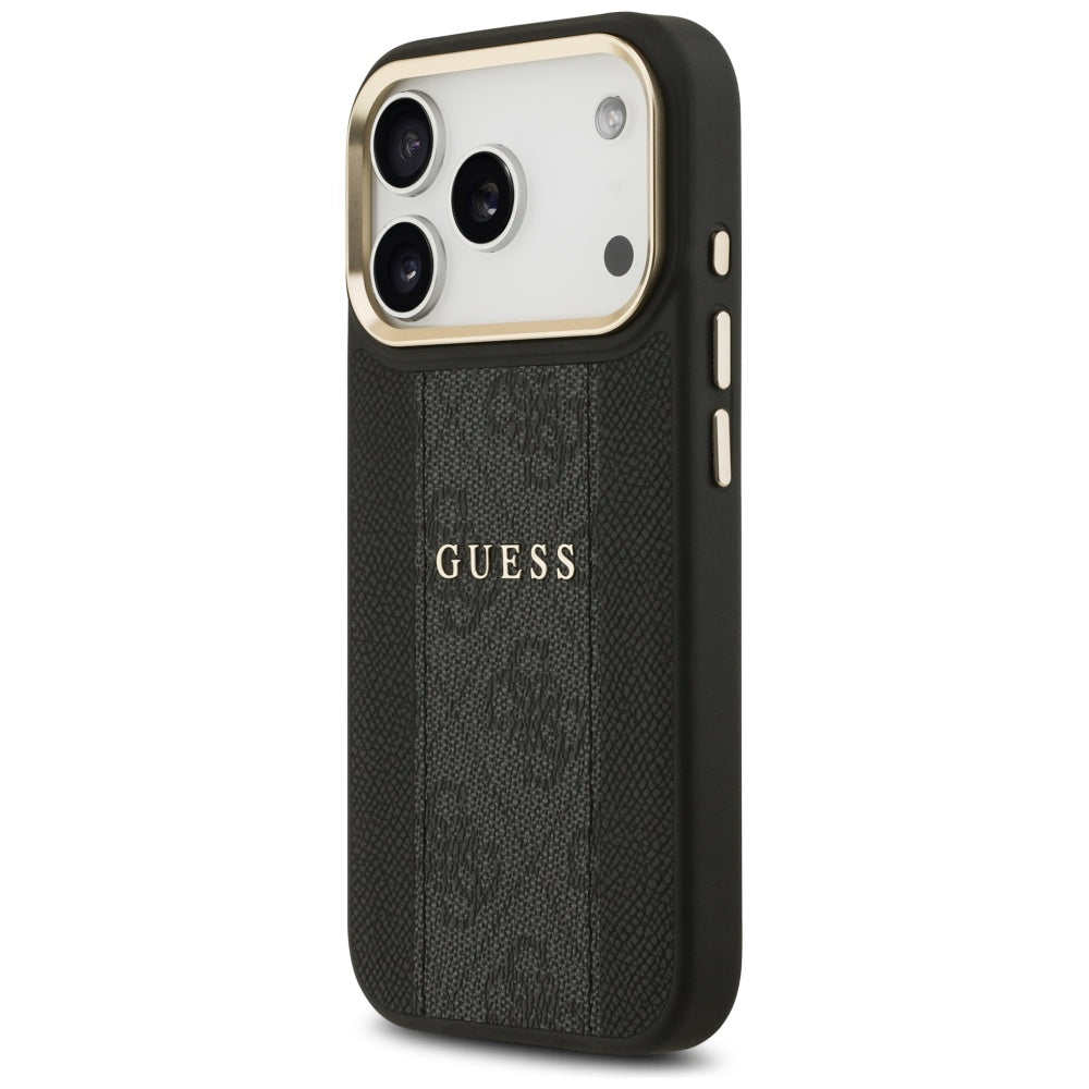 Guess iPhone 17 Pro - 4G Stripe MagSafe - Θήκη με Επένδυση Συνθετικού Δέρματος - Black - GUHMP17LPG4SEMCK