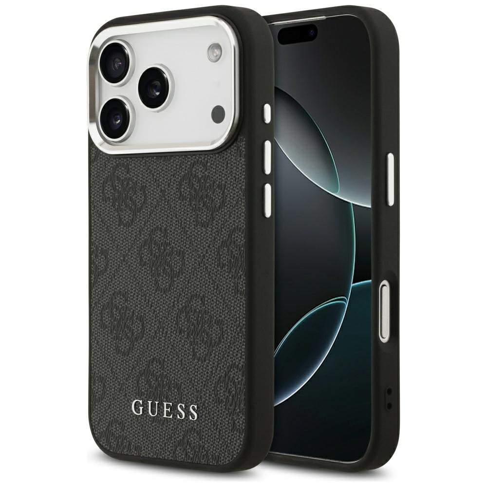 Guess iPhone 17 Pro - 4G Classic Logo MagSafe - Σκληρή Θήκη με Πλαίσιο Σιλικόνης και Επένδυση Οικολογικού Δέρματος - Black - GUHMP17LP4GSSMCK