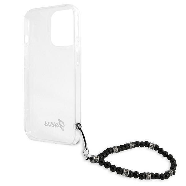 Guess iPhone 13 Pro Max Σκληρή Θήκη με Λουράκι - Black / Pearl / Διάφανη - GUHCP13XKPSBK