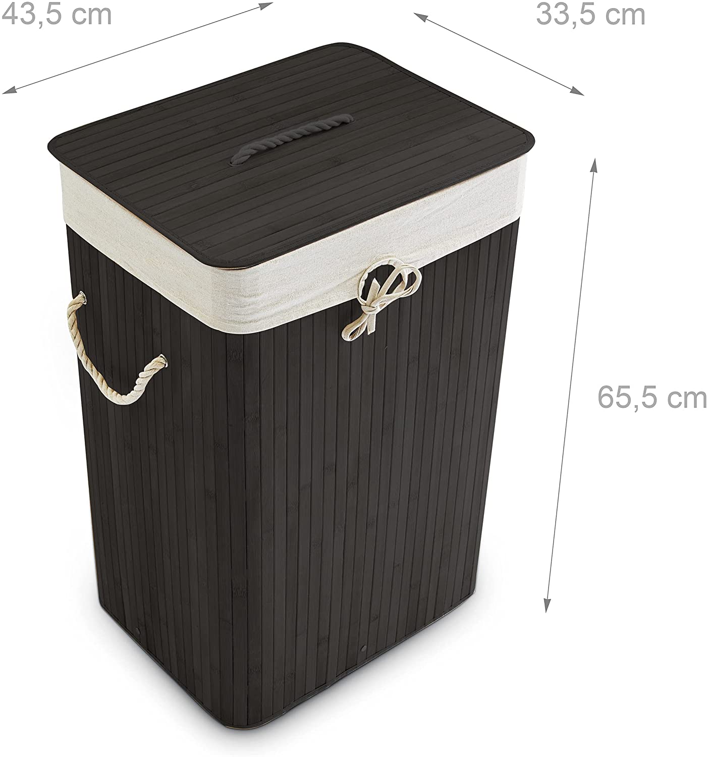 Relaxdays XL Καλάθι Απλύτων από Μπαμπού με Καπάκι - Black - 4052025046804