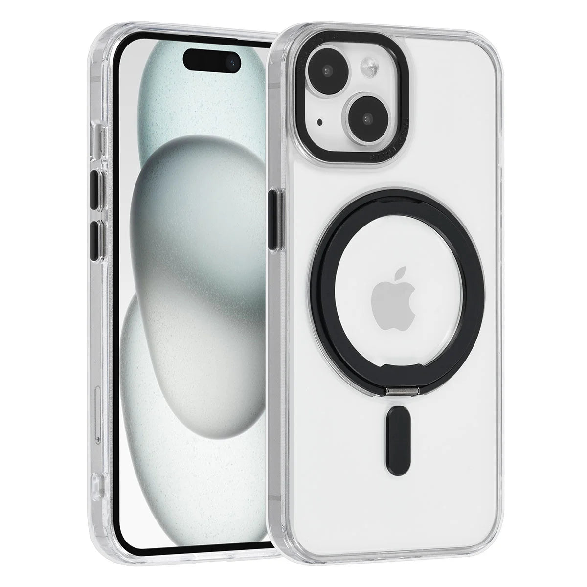 Tuniq iPhone 15 - Σκληρή MagSafe Θήκη με Περιστρεφόμενο Δαχτυλίδι Συγκράτησης - Διάφανη / Μαύρη