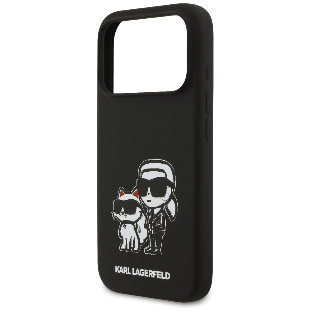 Karl Lagerfeld iPhone 17 Pro - Silicone K/C Sketch and Logo MagSafe - Σκληρή Θήκη με Πλαίσιο Σιλικόνης - Black - KLHMP17LSKCGRGOK