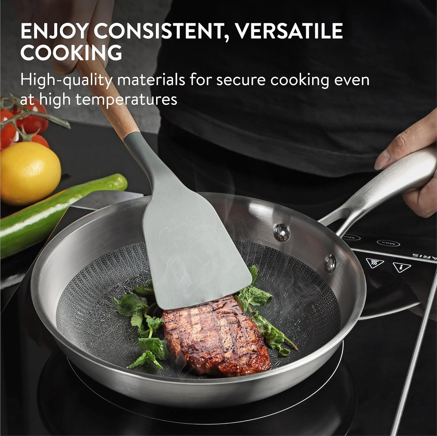 Navaris Ανοξείδωτο Τηγάνι - 22 cm - Silver