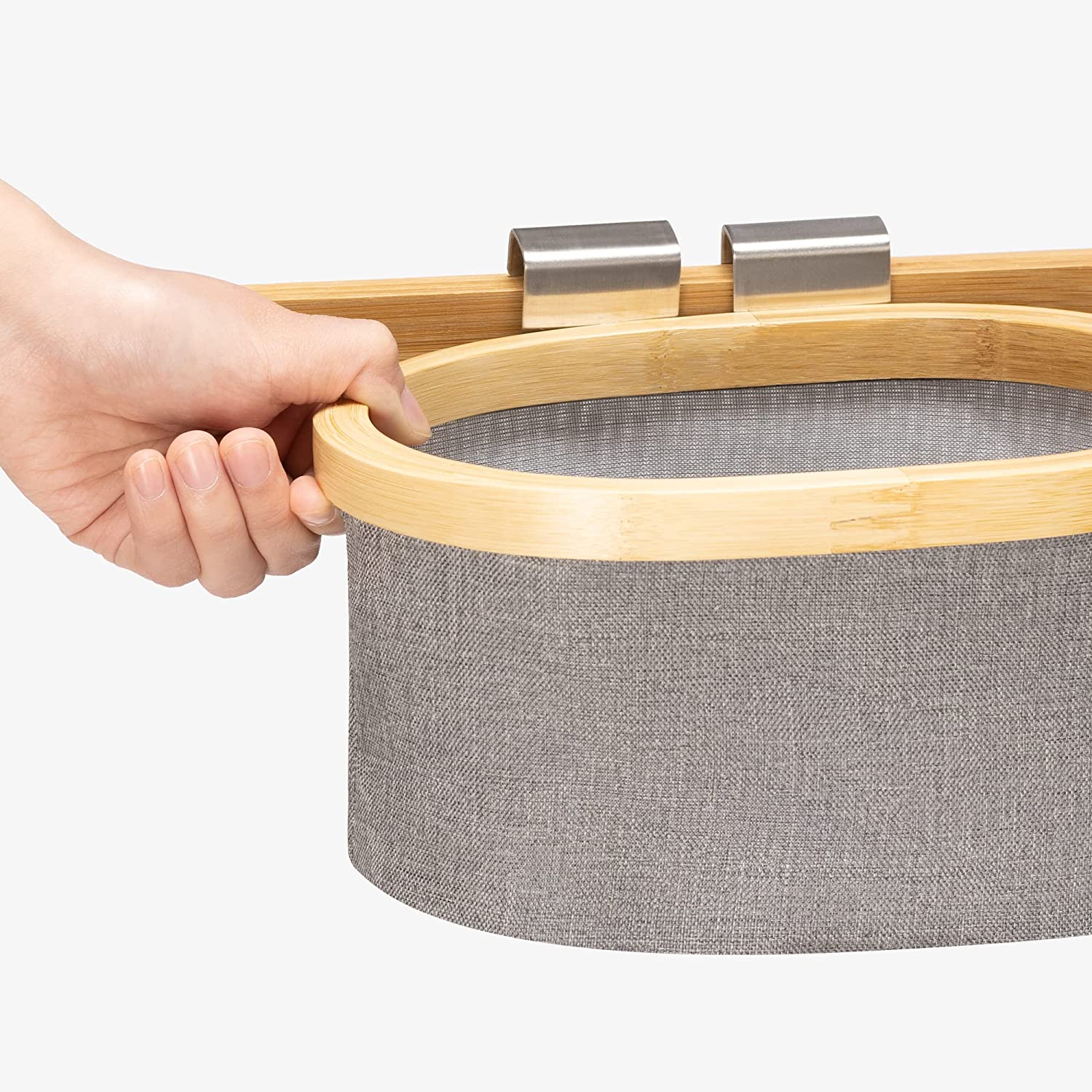 Navaris Κρεμάστρα από Μπαμπού για Πετσέτες με Καθρέφτη και Ράφι - Light Brown - 54181.01