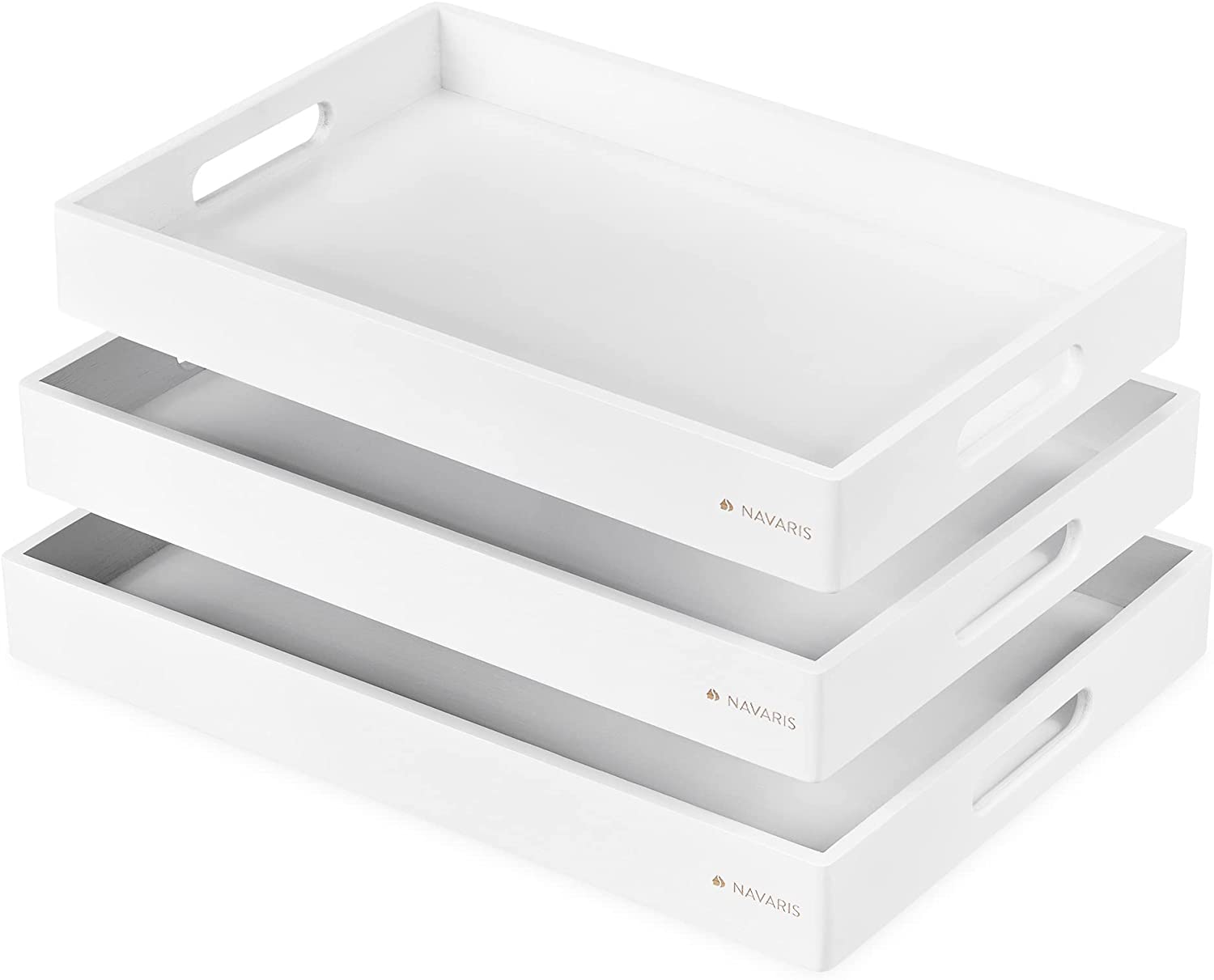 Navaris Σετ με 3 Δίσκους Σερβιρίσματος από Μπαμπού - White - 53446.03.02