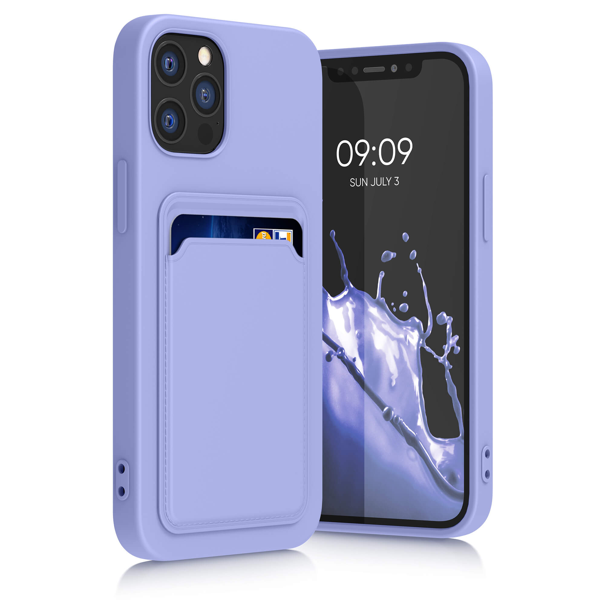 KW iPhone 12 / iPhone 12 Pro Θήκη Σιλικόνης TPU με Υποδοχή για Κάρτα - Lavender - 55112.108