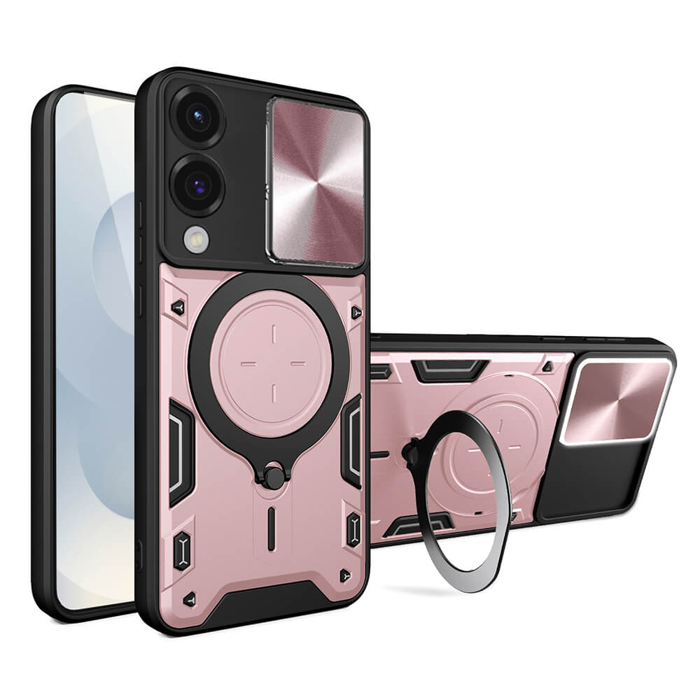 Techsuit Samsung Galaxy S25 Edge - CamGuard Pro - Σκληρή Θήκη με Προστασία Καμερών και Δαχτυλίδι Συγκράτησης - Rose Gold