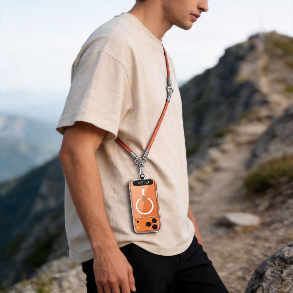 Tech-Protect Universal Λουράκι για Θήκη Κινητού - C10S Rope CrossBody / Wrist Strap - Orange / Titanium