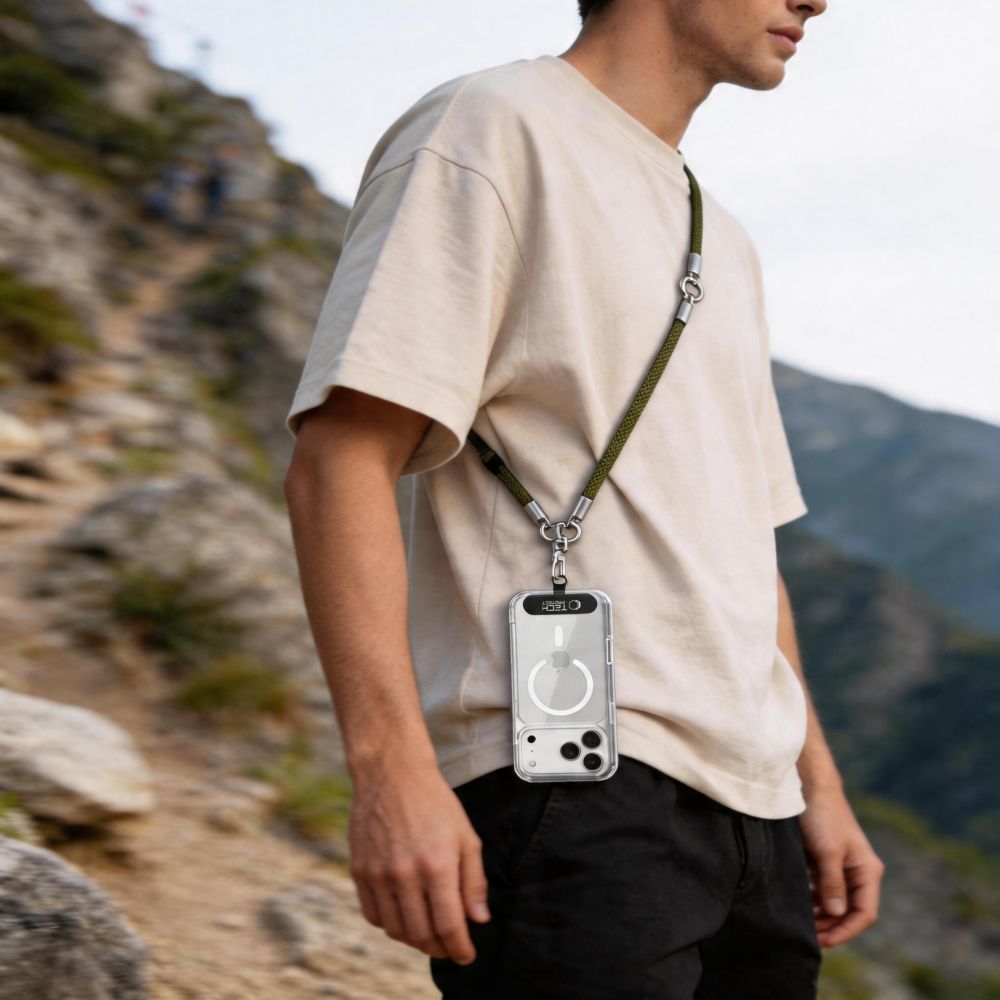 Tech-Protect Universal Λουράκι για Θήκη Κινητού - C10S Rope CrossBody / Wrist Strap - Olive Green / Titanium