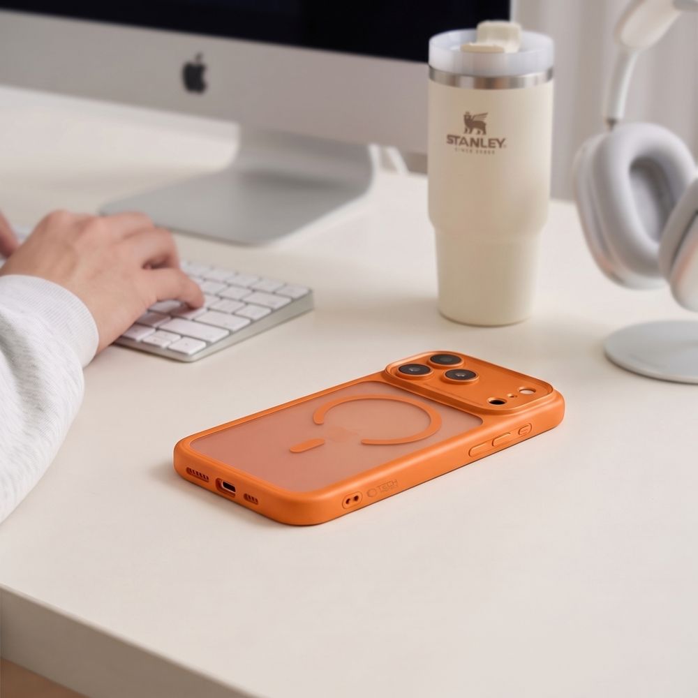 Tech-Protect iPhone 18 Pro / iPhone 17 Pro - Σκληρή Θήκη με Πλαίσιο Σιλικόνης και MagSafe - MagPeak MagSafe CC - Matte Cosmic Orange