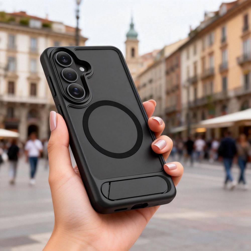 Tech - Protect Samsung Galaxy S26 - Σκληρή Θήκη με Πλαίσιο Σιλικόνης και Σταντ - Magrack MagSafe - Matte Black