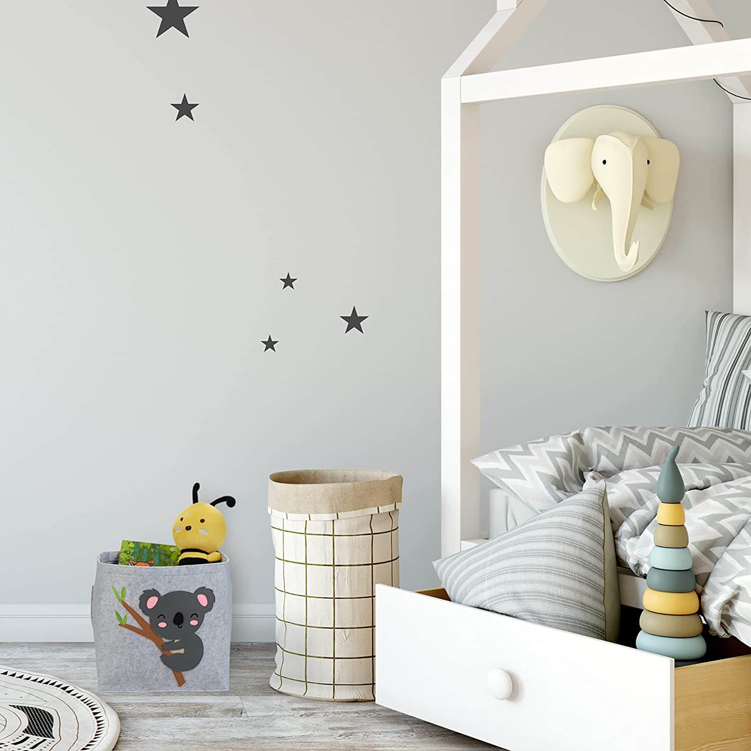 Relaxdays Παιδικό Καλάθι Αποθήκευσης από Τσόχα - Koala - Grey - 4052025977344