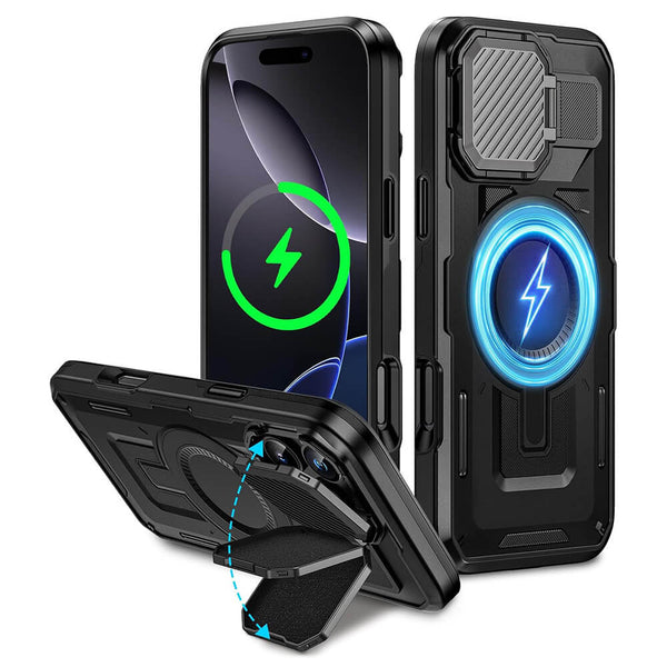 Techsuit iPhone 16 Plus CamVault MagSafe Σκληρή Θήκη με Πλαίσιο Σιλικόνης - Black