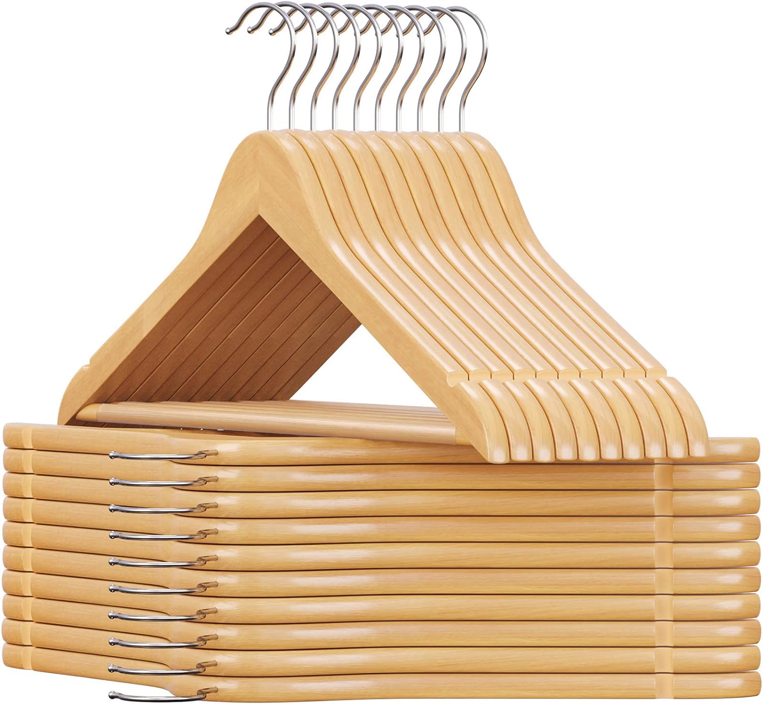 Songmics Σετ με 20 Ξύλινες Κρεμάστρες Ρούχων - Natural - CRW001-20