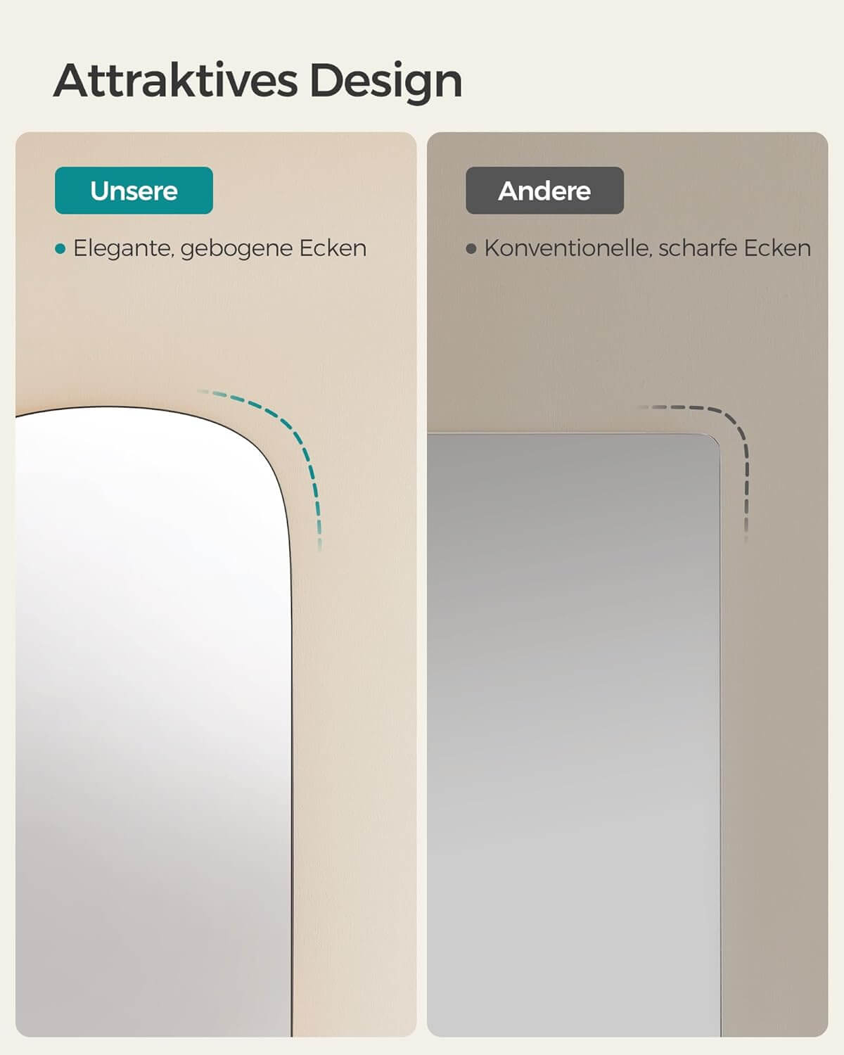 Songmics Ολόσωμος Καθρέφτης με Δυνατότητα Στήριξης σε Πόρτα και Τοίχο - 120 x 47 cm - Black - LFM010B01V1