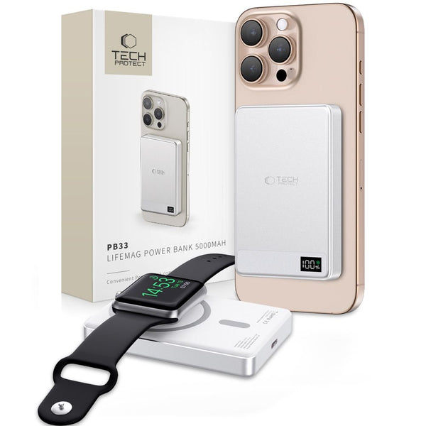 Tech - Protect PB33 Lifemag MagSafe PowerBank Μαγνητικό PowerBank Κινητού 5000 mAh - Silver