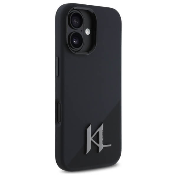 Karl Lagerfeld iPhone 16 - Silicone Shadow Metal Initial - MagSafe Θήκη Σιλικόνης - Black - KLHMP16SSCMKMPCK