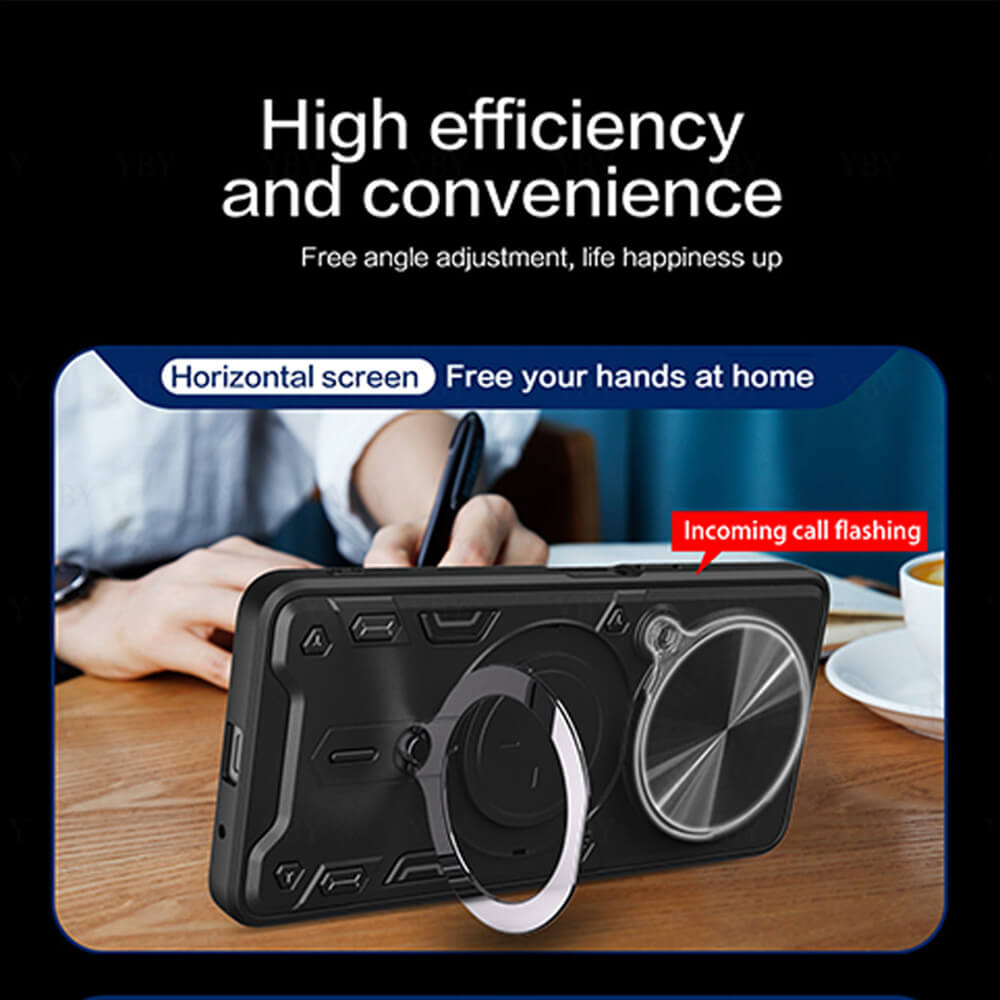 Techsuit Xiaomi Redmi Note 14 Pro 4G - CamGuard Pro - Σκληρή Θήκη με Προστασία Καμερών και Δαχτυλίδι Συγκράτησης - Black