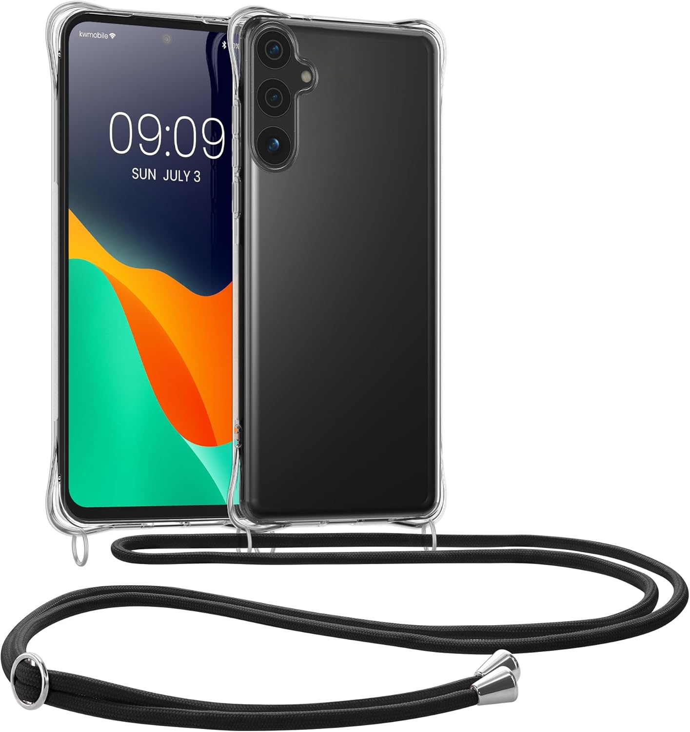 KW Samsung Galaxy S24 FE Θήκη Σιλικόνης TPU με Λουράκι - Διάφανη / Black