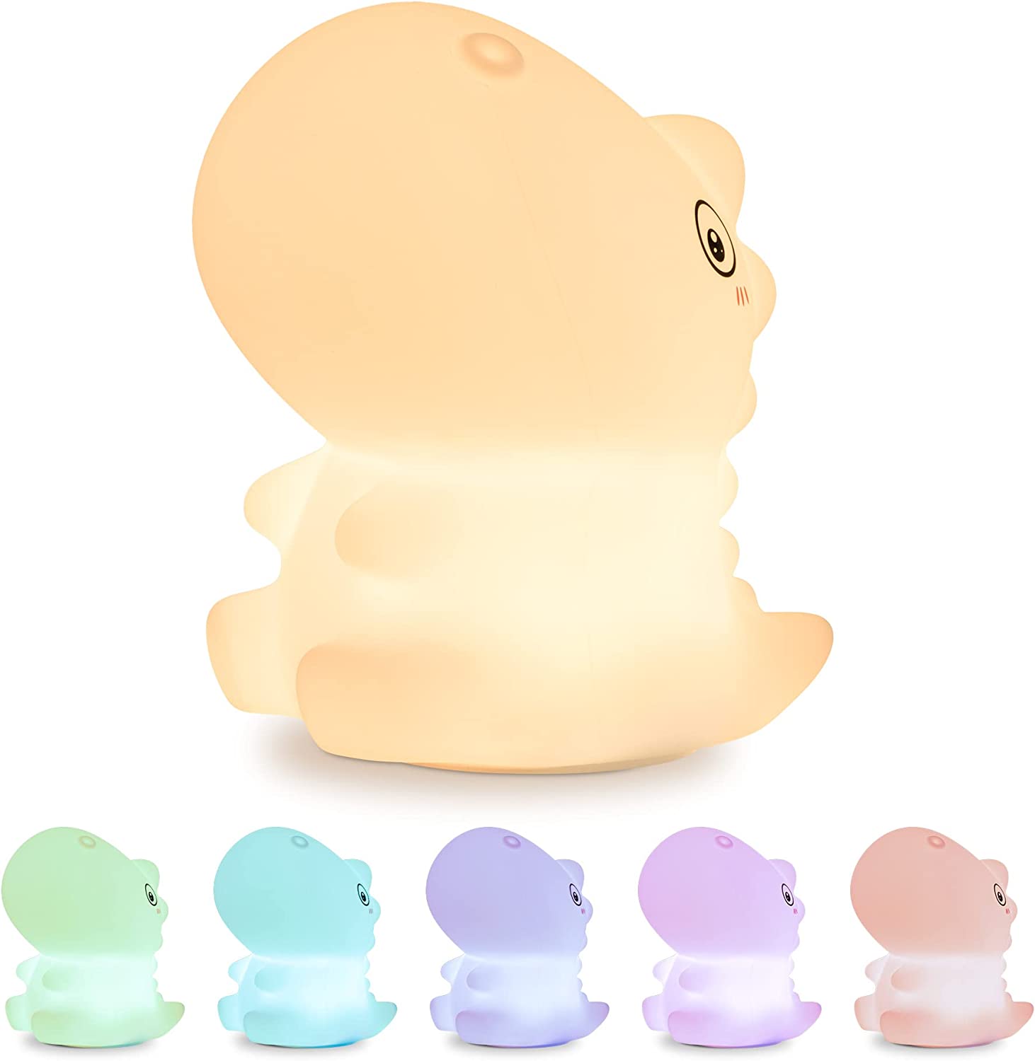 Navaris LED Night Light RGB - Παιδικό Νυχτερινό Φως με Αλλαγή Χρωμάτων - Design Sitting Dino - White - 55003.02.02