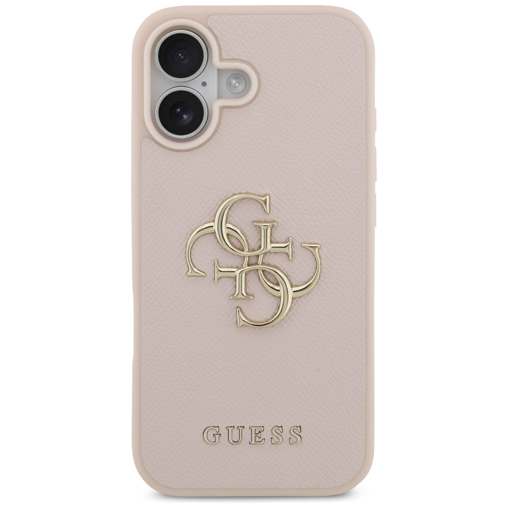 Guess iPhone 17 - Grained Big 4G and Classic Logo - Σκληρή Θήκη με Επένδυση από Οικολογικό Δέρμα - Pink - GUHCP17SPGT4MBP