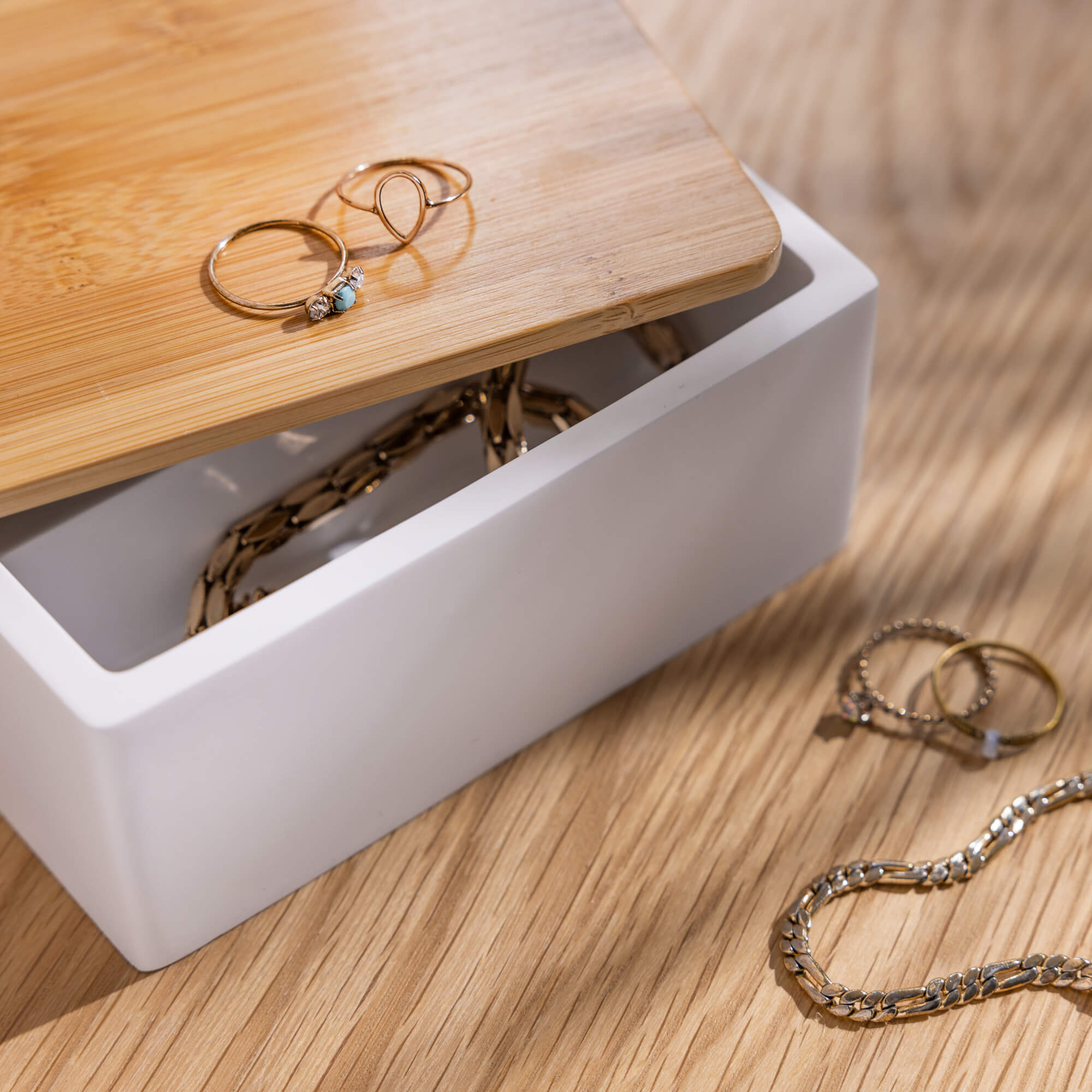 Navaris Κουτί Αποθήκευσης Κοσμημάτων με Καθρέπτη - White / Brown - 57648.02