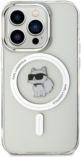 Karl Lagerfeld iPhone 15 Pro - IML Choupette Magsafe Σκληρή Θήκη με Πλαίσιο Σιλικόνης και MagSafe - Διάφανη - KLHMP15LHFCCNOT