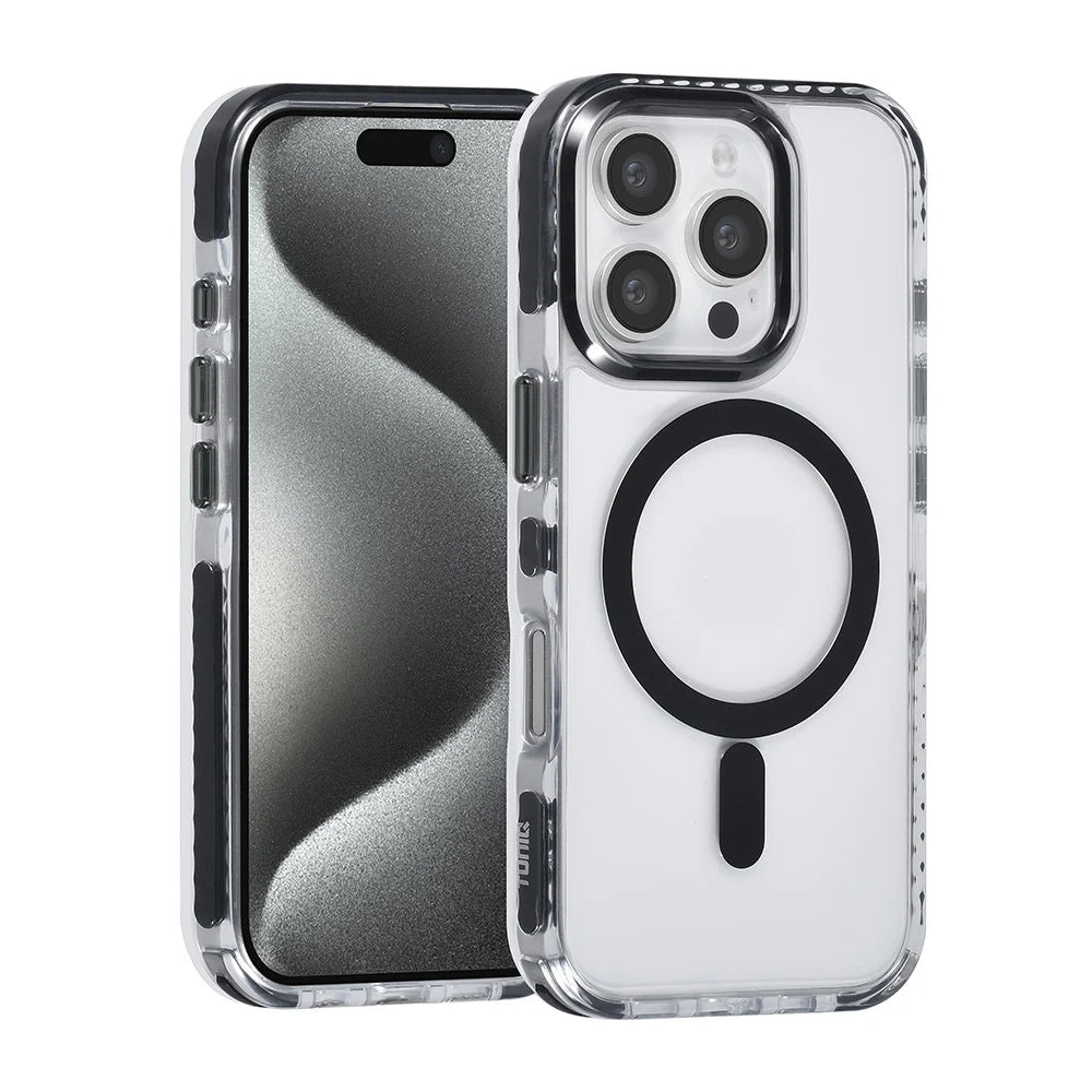 Tuniq iPhone 16 Pro - MagSafe Σκληρή Θήκη με Πλαίσιο Σιλικόνης και Λουράκι - Διάφανη / Black