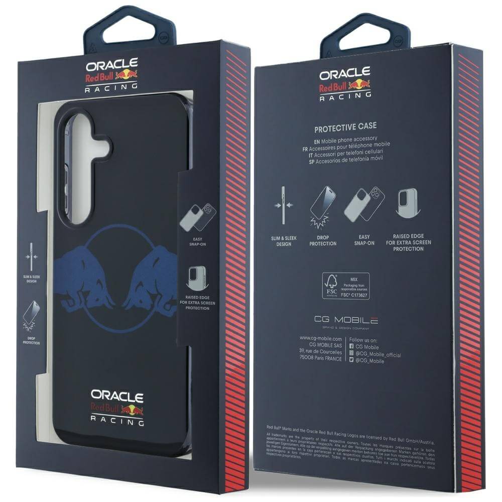 Red Bull Samsung Galaxy S25 - Two Bulls Logo - MagSafe Σκληρή Θήκη με Πλαίσιο Σιλικόνης - Navy - RBHMS25S24HIDBV