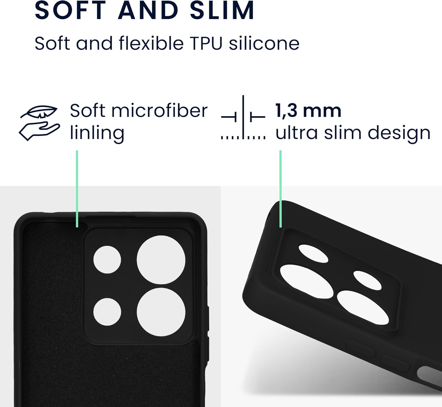 KW Xiaomi Redmi Note 13 5G Λεπτή Θήκη Σιλικόνης Rubberized TPU - Black