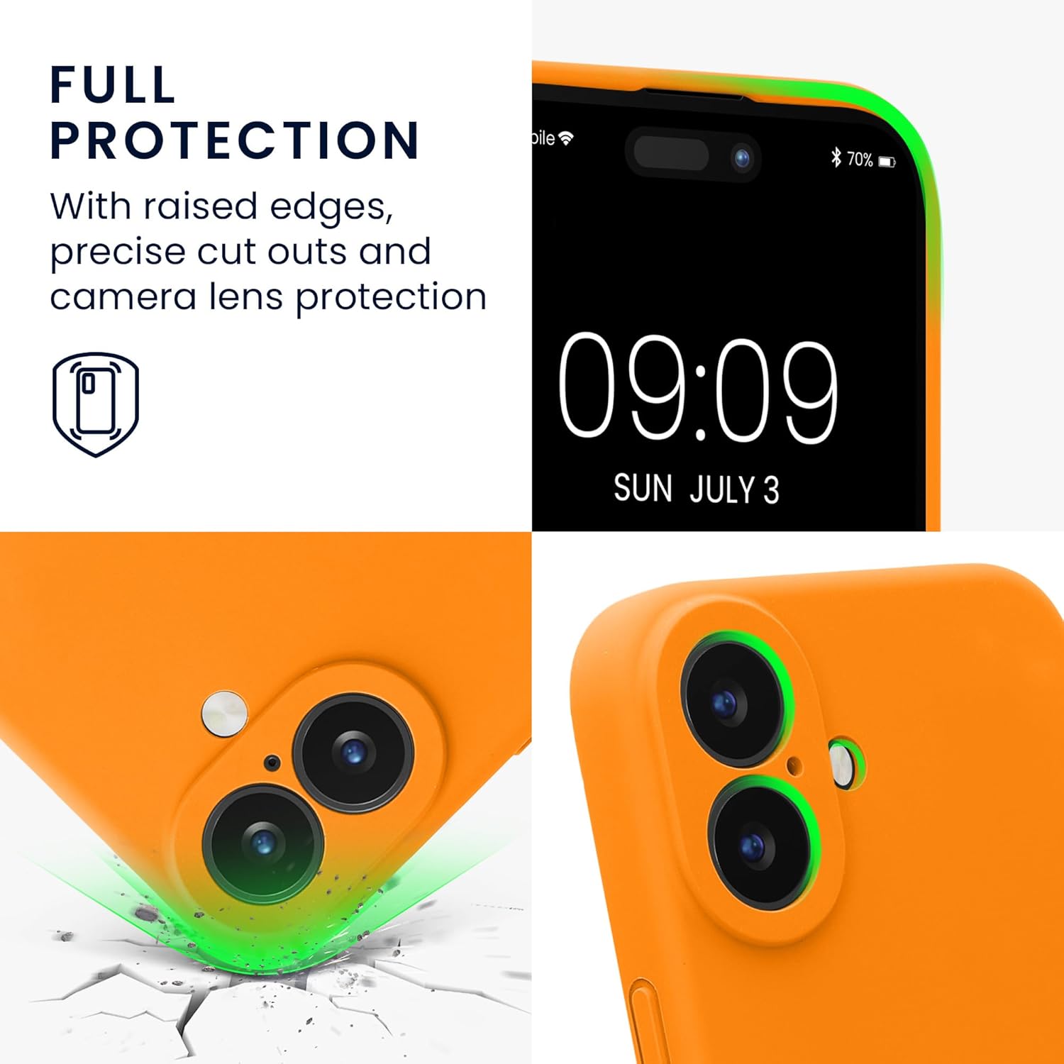 KW iPhone 16 Θήκη Σιλικόνης Rubberized TPU - Fruity Orange
