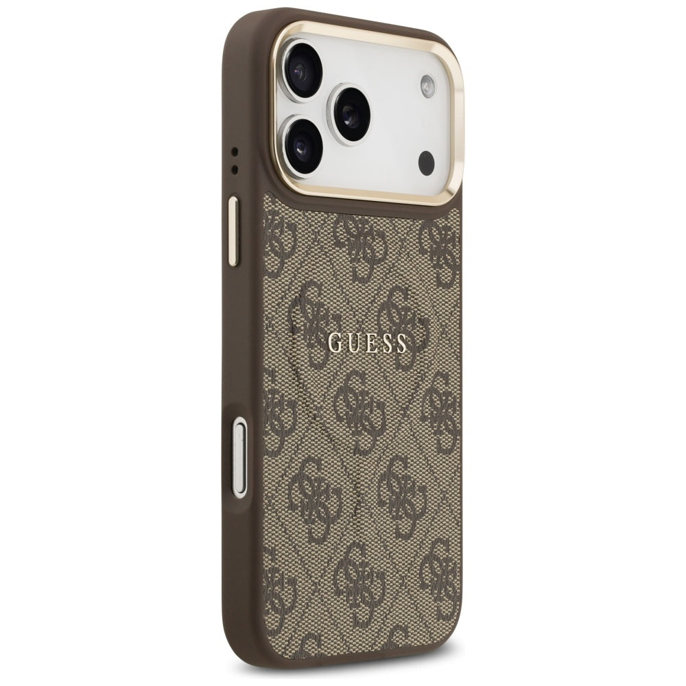 Guess iPhone 17 Pro Max - 4G PU Classic Logo MagSafe - Σκληρή Θήκη με Πλαίσιο Σιλικόνης και Επένδυση Οικολογικού Δέρματος - Brown - GUHMP17XP4MSEGCW