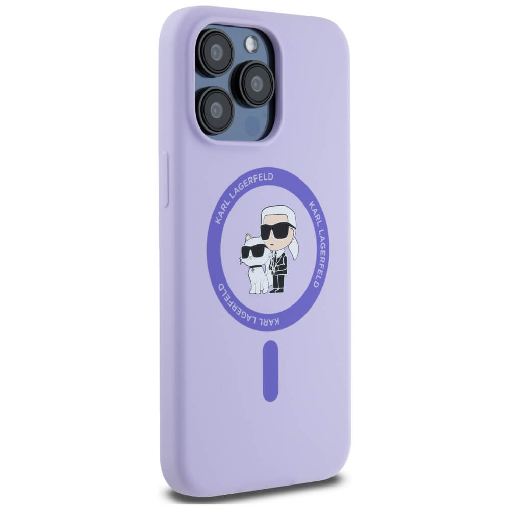 Karl Lagerfeld iPhone 15 Pro Max - Silicone Karl and Choupette Heads - Θήκη Σιλικόνης με MagSafe - Purple - KLHMP15XSCMKCRHU