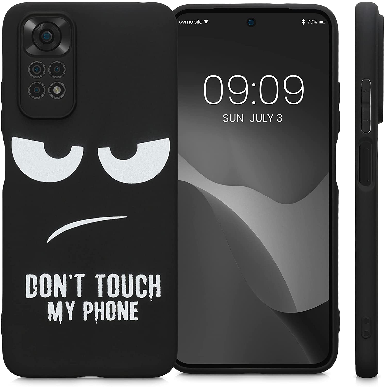 KW Xiaomi Redmi Note 11 / Redmi Note 11S Θήκη Σιλικόνης - Design Don't Touch My Phone - Black / White - 57387.01