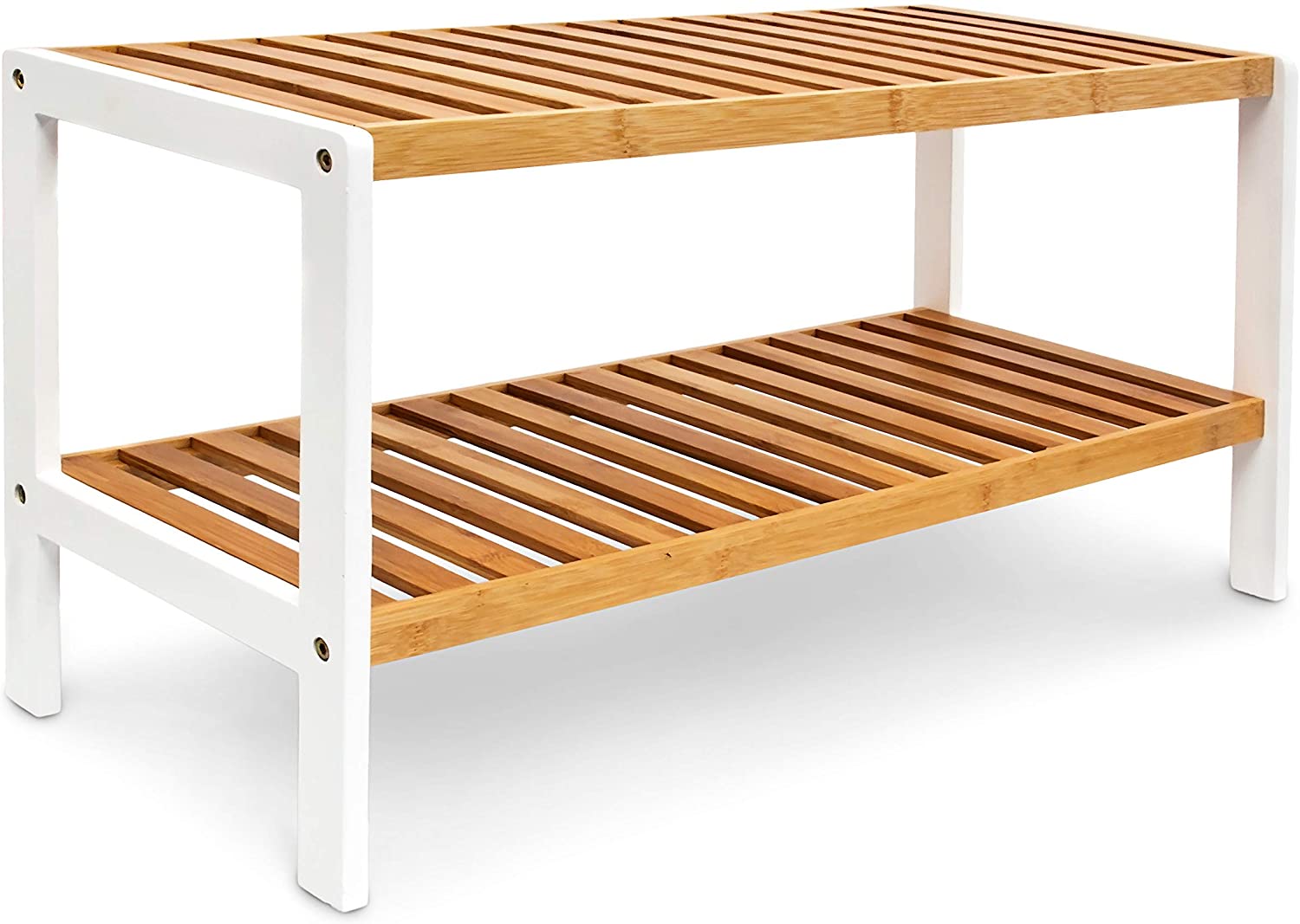 Relaxdays Παπουτσοθήκη με 2 Ράφια από Μπαμπού - Brown / White - 4052025177065