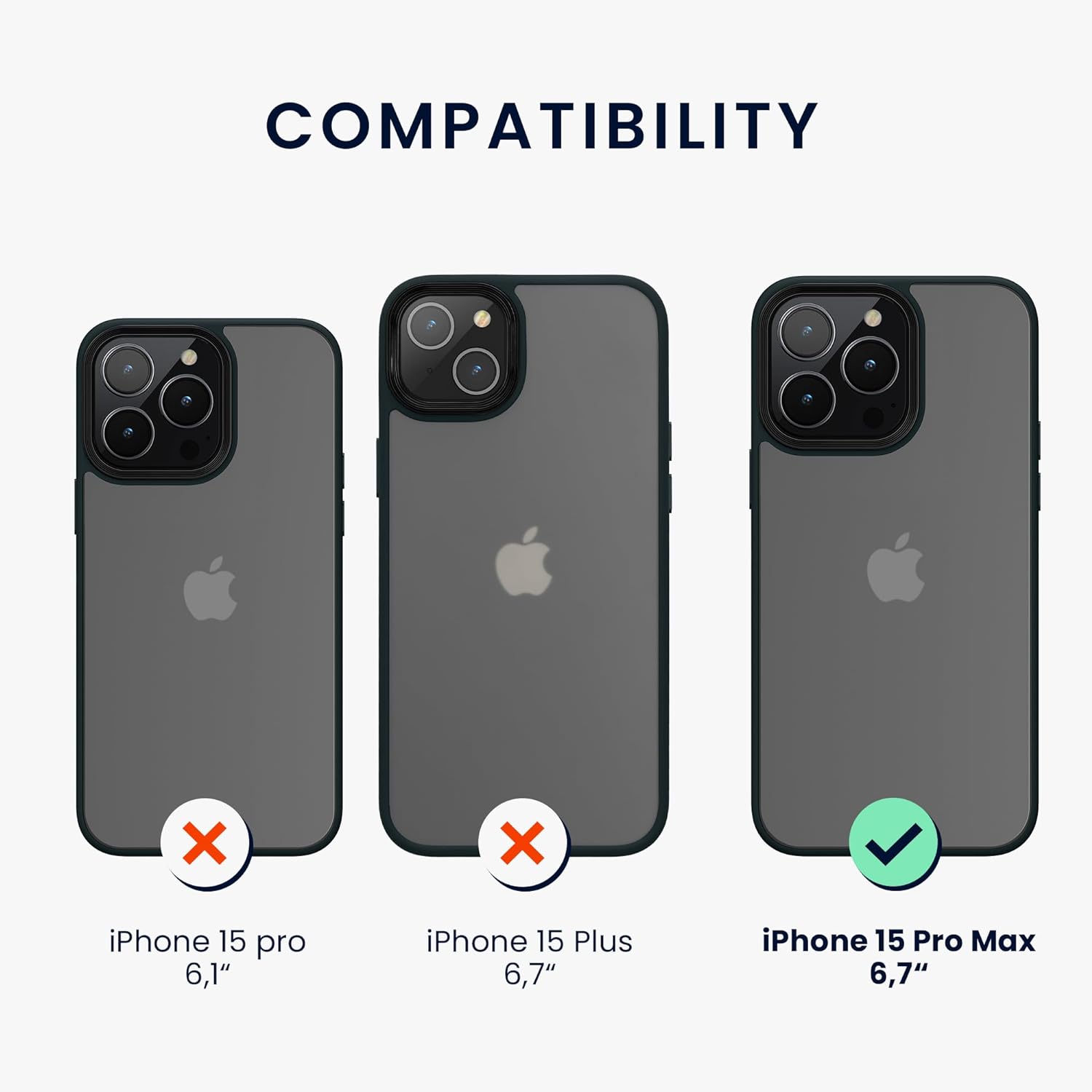 KW iPhone 15 Pro Max Shockproof Σκληρή Θήκη με Πλαίσιο Σιλικόνης - Dark Green / Matte Ημιδιάφανη - 61964.80