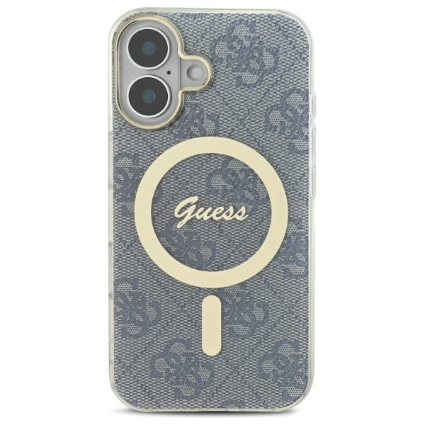 Guess iPhone 16 IML 4G MagSafe Σκληρή Θήκη με Πλαίσιο Σιλικόνης και MagSafe - Blue - GUHMP16SH4STB