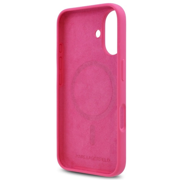 Karl Lagerfeld iPhone 16 - Silicone Choupette Head Print - MagSafe Θήκη Σιλικόνης - Fuschia - KLHMP16SSCHPPLF