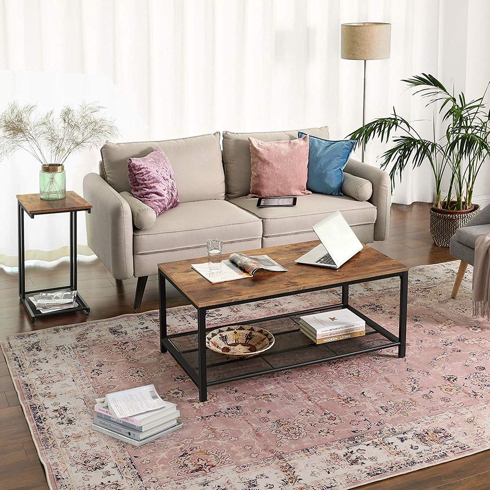 Vasagle Βοηθητικό Τραπέζι Ξύλινη Επιφάνεια και Μεταλλική Βάση - Rustic Brown / Black - LNT51X